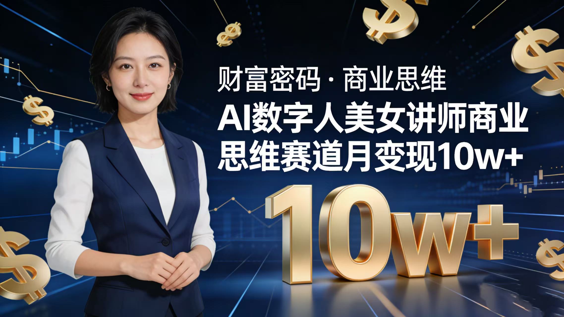 AI 数字人美女讲师！商业思维赛道咋做到月变现 10w+？